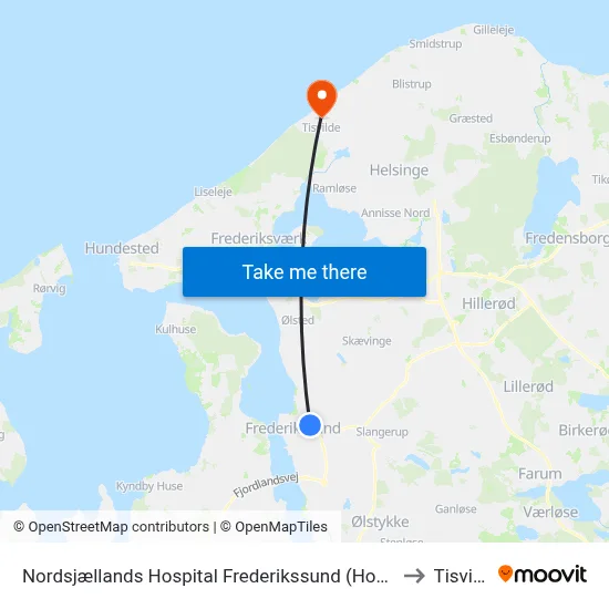 Nordsjællands Hospital Frederikssund (Hospitalvej) to Tisvilde map