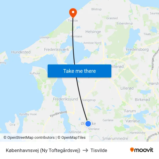 Københavnsvej (Ny Toftegårdsvej) to Tisvilde map