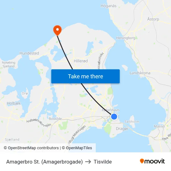 Amagerbro St. (Amagerbrogade) to Tisvilde map
