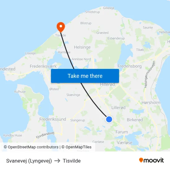 Svanevej (Lyngevej) to Tisvilde map
