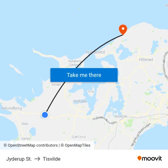 Jyderup St. to Tisvilde map