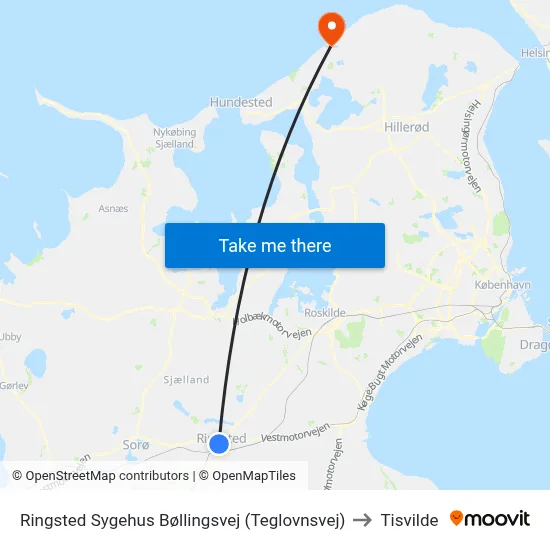 Ringsted Sygehus Bøllingsvej (Teglovnsvej) to Tisvilde map
