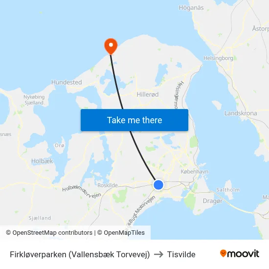 Firkløverparken (Vallensbæk Torvevej) to Tisvilde map