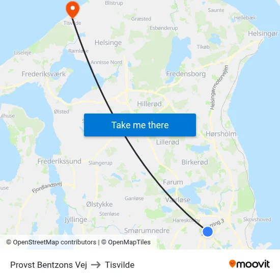 Provst Bentzons Vej to Tisvilde map
