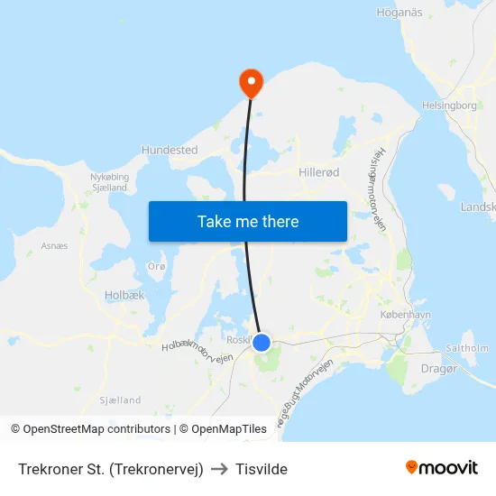 Trekroner St. (Trekronervej) to Tisvilde map