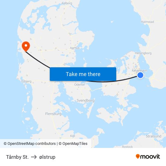Tårnby St. to ølstrup map