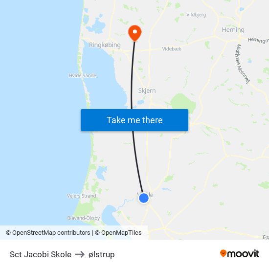 Sct Jacobi Skole to ølstrup map