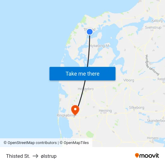 Thisted St. to ølstrup map