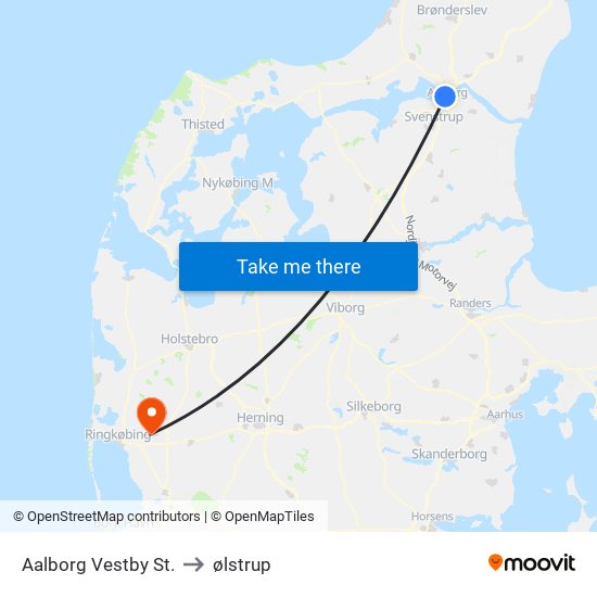 Aalborg Vestby St. to ølstrup map