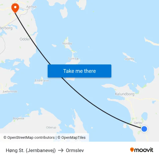 Høng St. (Jernbanevej) to Ormslev map