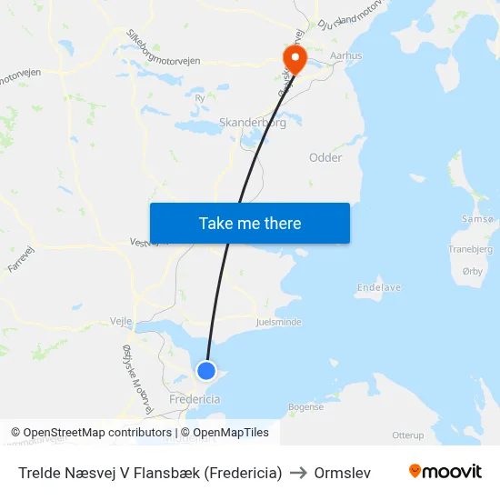 Trelde Næsvej V Flansbæk (Fredericia) to Ormslev map