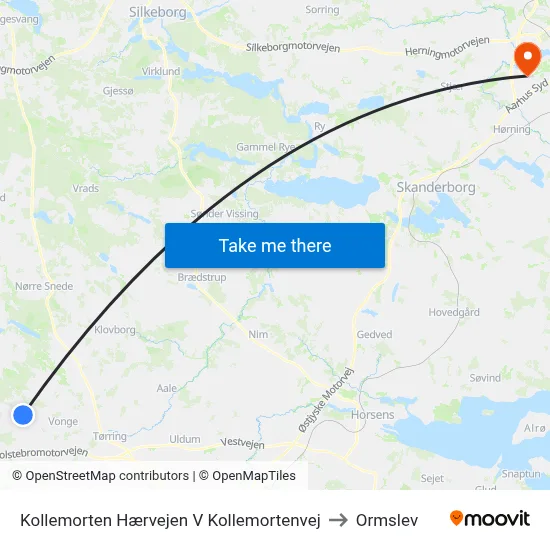 Kollemorten Hærvejen V Kollemortenvej to Ormslev map
