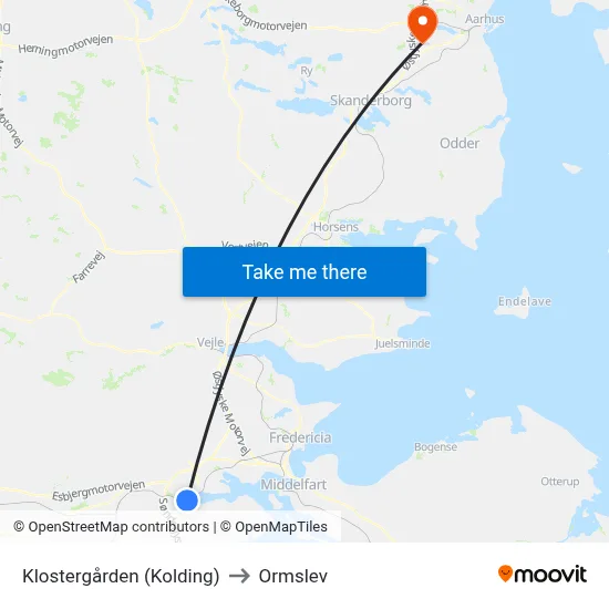 Klostergården (Kolding) to Ormslev map