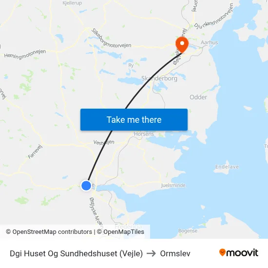 Dgi Huset Og Sundhedshuset (Vejle) to Ormslev map
