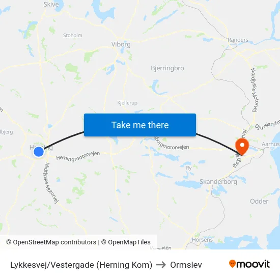 Lykkesvej/Vestergade (Herning Kom) to Ormslev map