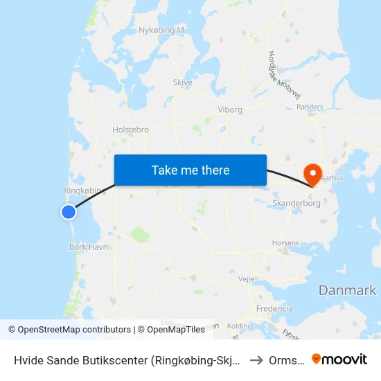 Hvide Sande Butikscenter (Ringkøbing-Skjern Kom) to Ormslev map