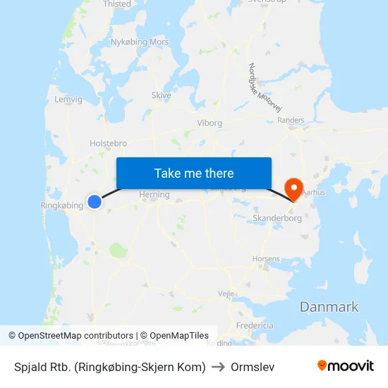 Spjald Rtb. (Ringkøbing-Skjern Kom) to Ormslev map
