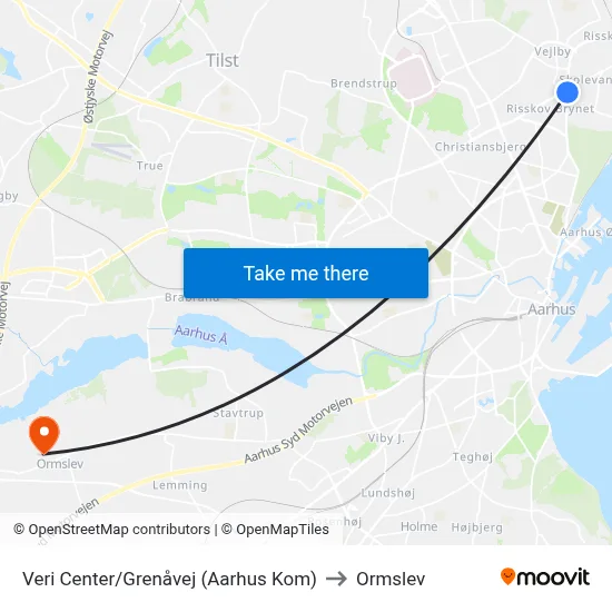 Veri Center/Grenåvej (Aarhus Kom) to Ormslev map