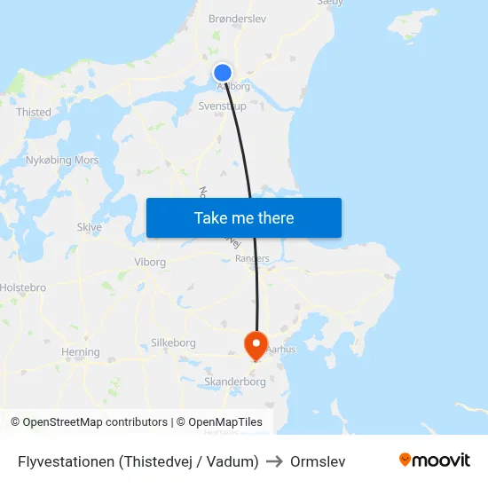 Flyvestationen (Thistedvej / Vadum) to Ormslev map