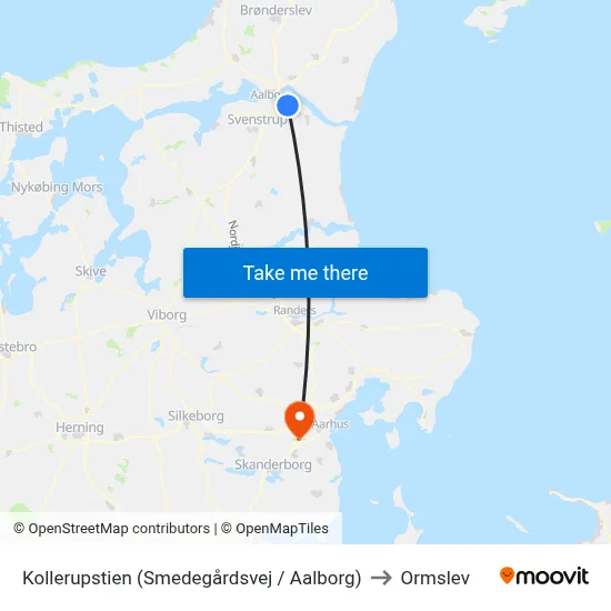 Kollerupstien (Smedegårdsvej / Aalborg) to Ormslev map