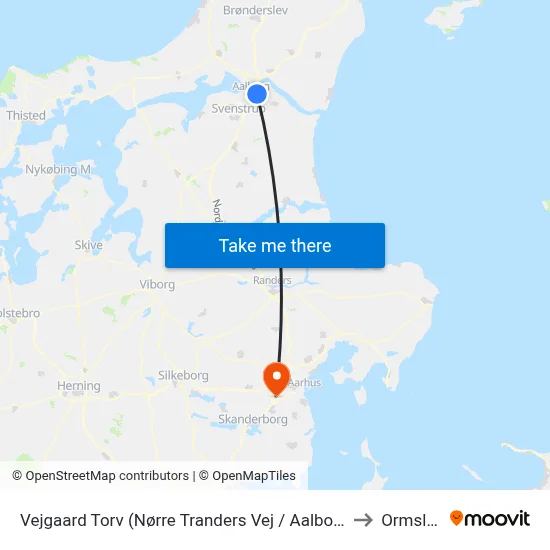 Vejgaard Torv (Nørre Tranders Vej / Aalborg) to Ormslev map