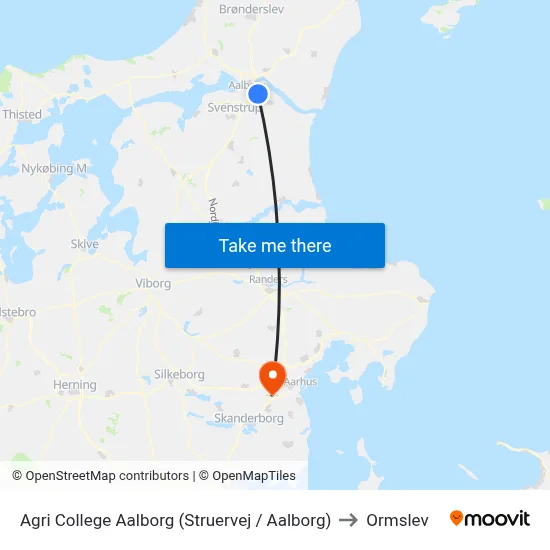 Agri College Aalborg (Struervej / Aalborg) to Ormslev map