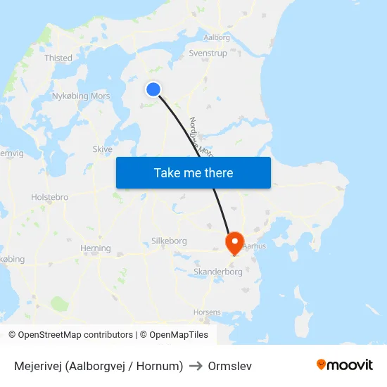 Mejerivej  (Aalborgvej / Hornum) to Ormslev map