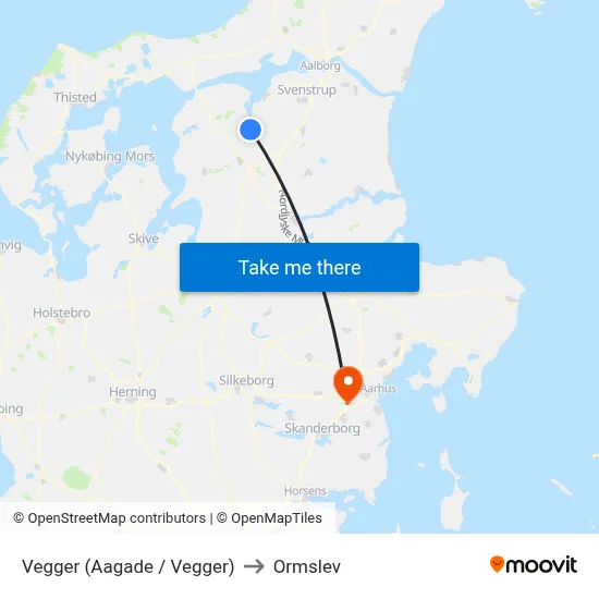 Vegger (Aagade / Vegger) to Ormslev map