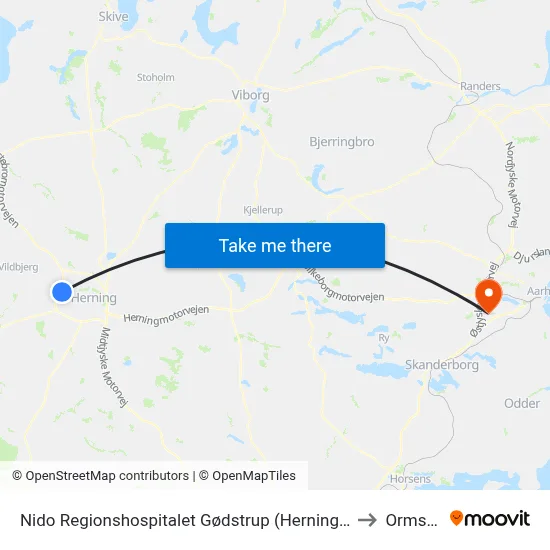 Nido Regionshospitalet Gødstrup (Herning Kom) to Ormslev map