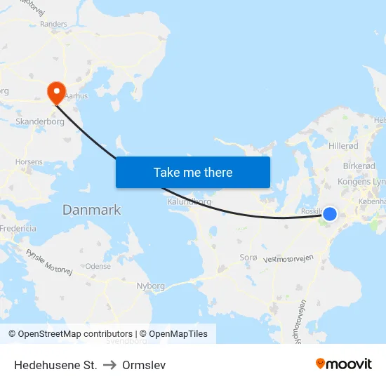 Hedehusene St. to Ormslev map