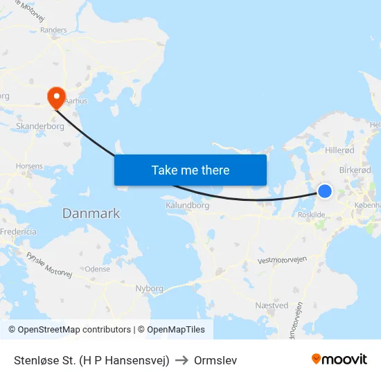 Stenløse St. (H P Hansensvej) to Ormslev map