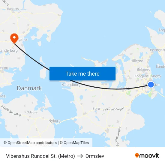 Vibenshus Runddel St. (Metro) to Ormslev map