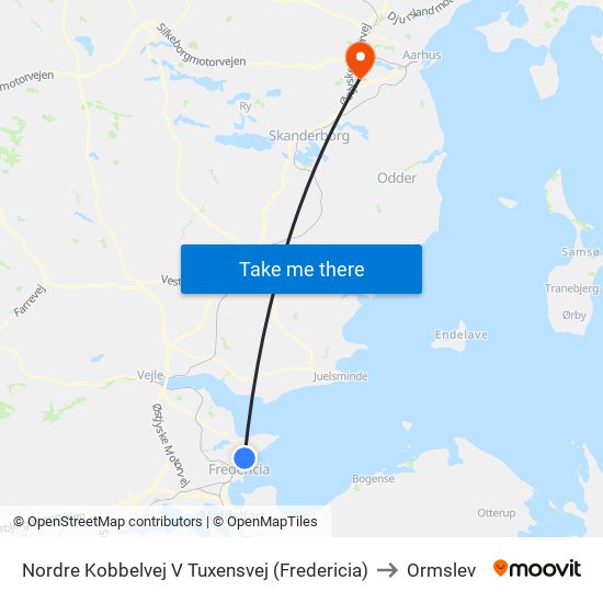 Nordre Kobbelvej V Tuxensvej (Fredericia) to Ormslev map