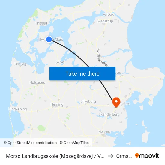 Morsø Landbrugsskole (Mosegårdsvej / Vodstrup) to Ormslev map
