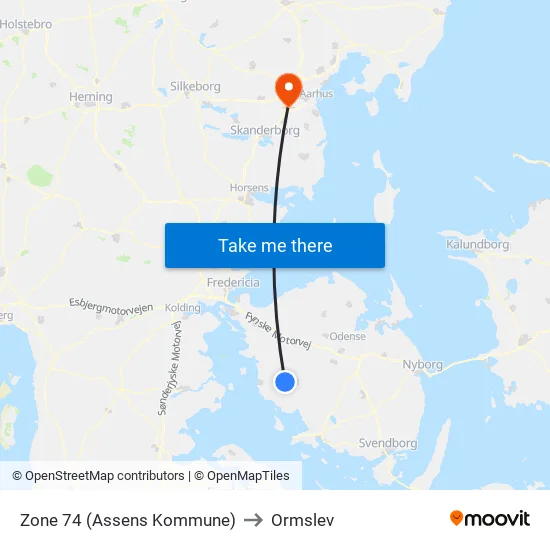 Zone 74 (Assens Kommune) to Ormslev map
