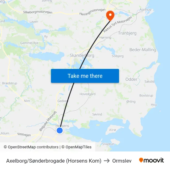 Axelborg/Sønderbrogade (Horsens Kom) to Ormslev map