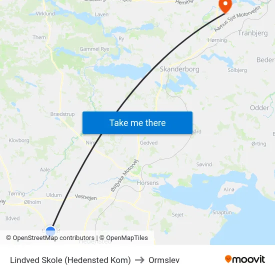 Lindved Skole (Hedensted Kom) to Ormslev map