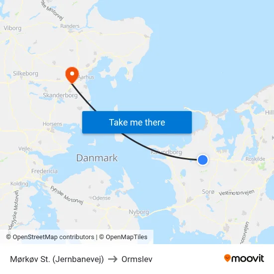 Mørkøv St. (Jernbanevej) to Ormslev map