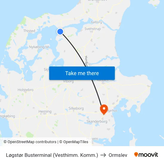 Løgstør Busterminal (Vesthimm. Komm.) to Ormslev map