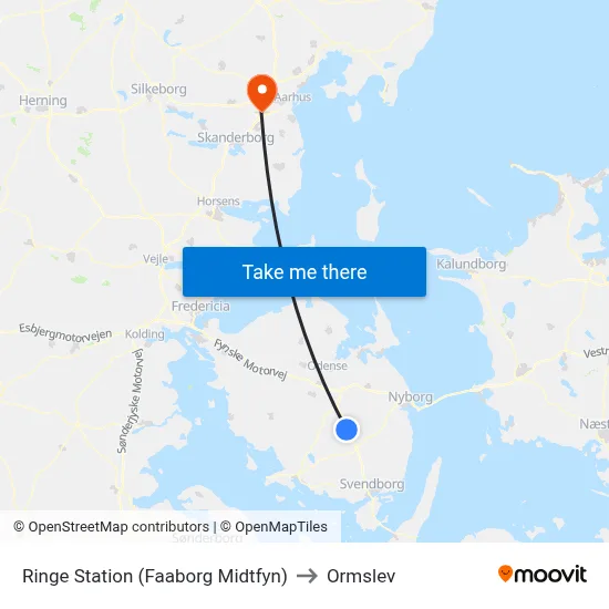 Ringe Station (Faaborg Midtfyn) to Ormslev map