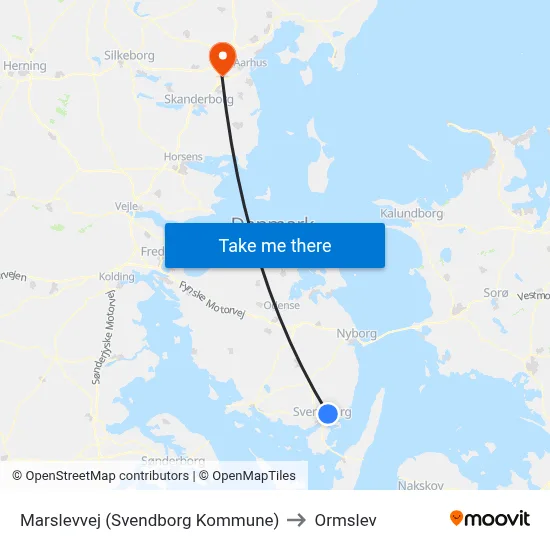 Marslevvej (Svendborg Kommune) to Ormslev map