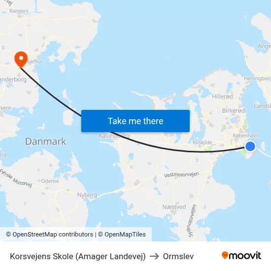 Korsvejens Skole (Amager Landevej) to Ormslev map