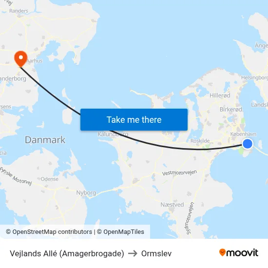Vejlands Allé (Amagerbrogade) to Ormslev map
