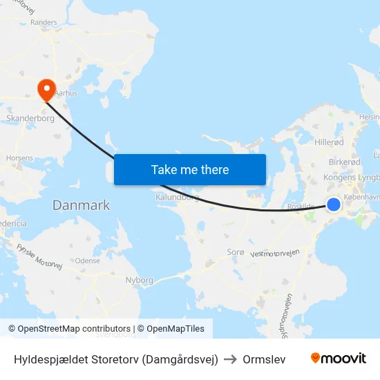 Hyldespjældet Storetorv (Damgårdsvej) to Ormslev map