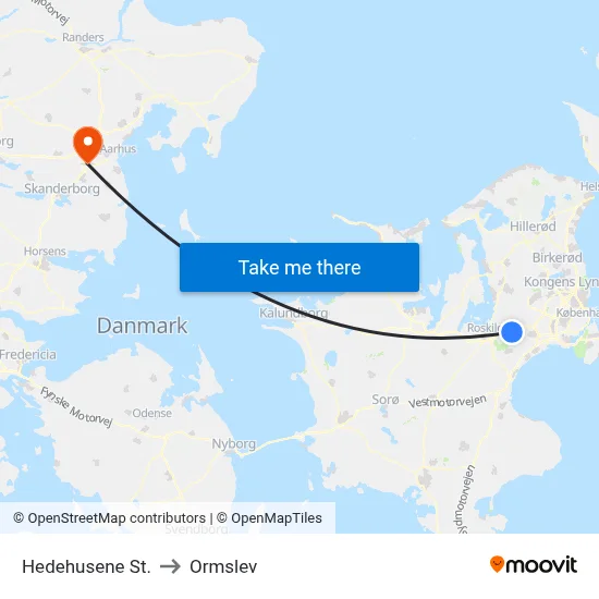 Hedehusene St. to Ormslev map