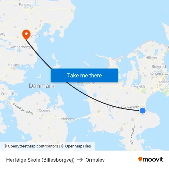 Herfølge Skole (Billesborgvej) to Ormslev map
