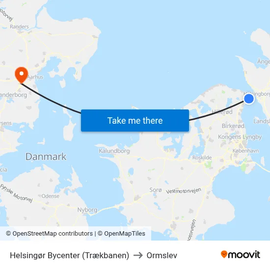 Helsingør Bycenter (Trækbanen) to Ormslev map
