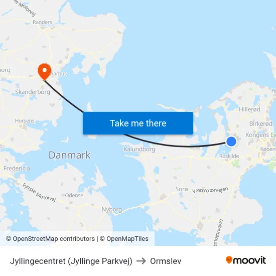 Jyllingecentret (Jyllinge Parkvej) to Ormslev map