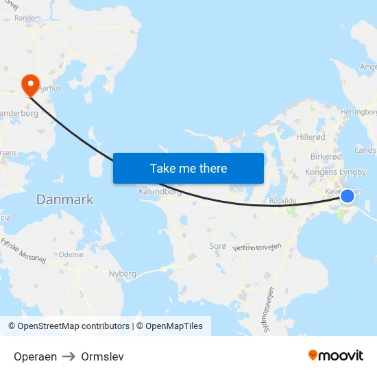 Operaen to Ormslev map
