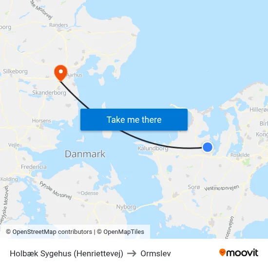 Holbæk Sygehus (Henriettevej) to Ormslev map